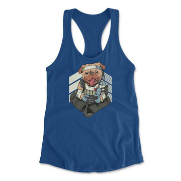 Lifeline Pug Apex Gamer Womens Racerback Tank in Royal color